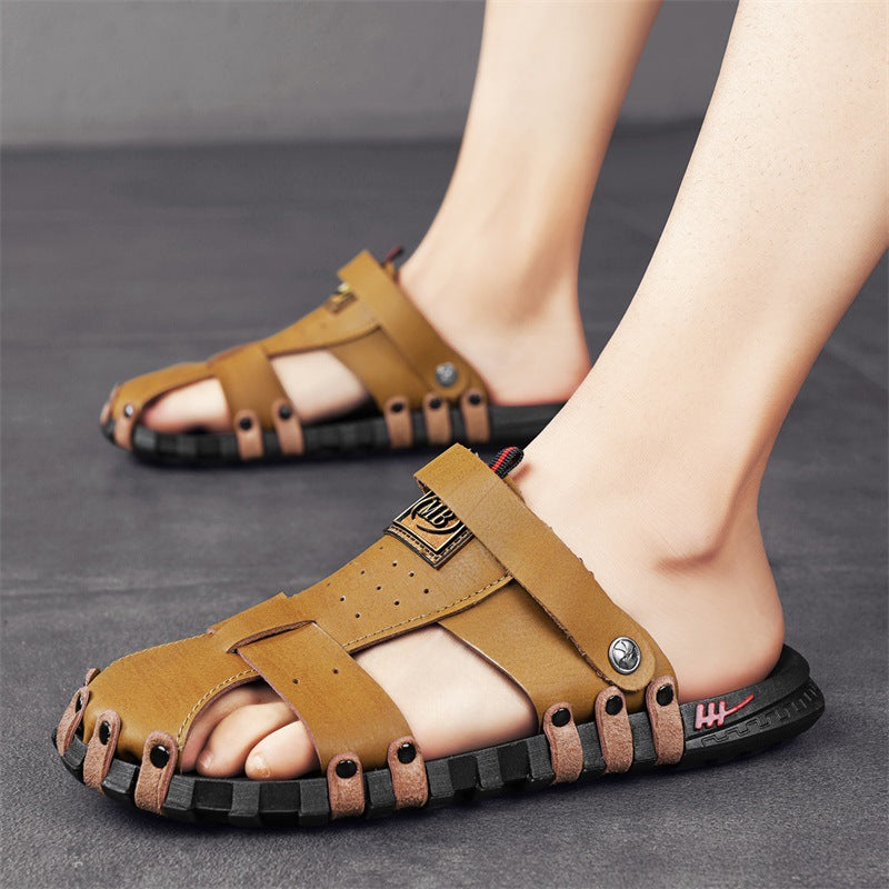 Herren Bequeme Leder-Sandalen mit innovativem Riemensystem EB
