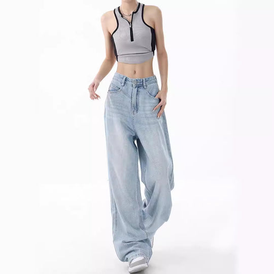 Damen Weite High-Waist Jeans mit lässigem Schnitt und modernem Design EB