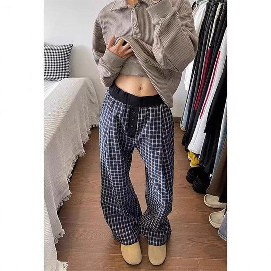 Damen Karottenhose aus weichem Material mit modischem Karo-Design EB