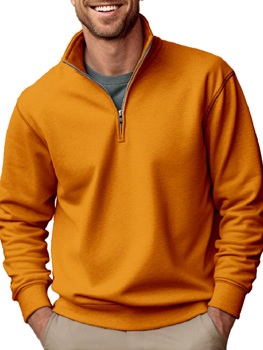 Herren nan Halbzip-Sweatshirt mit Stehkragen und weichem Fleece-Innenfutter EB
