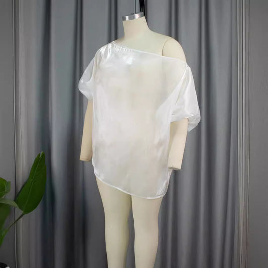 Damen Transparente Chiffon-Bluse EB