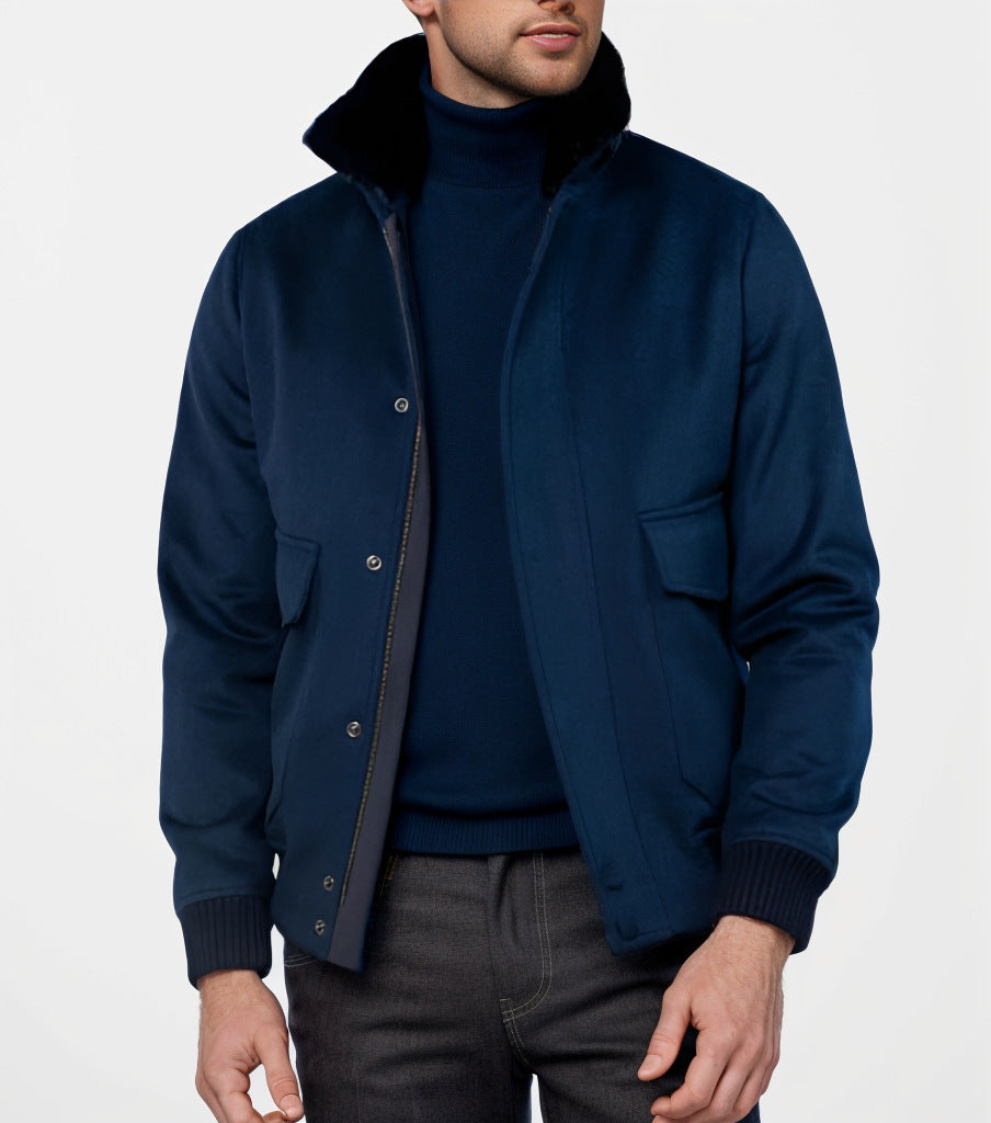 Herren stilvolle Übergangsjacke mit weichem Kragen und praktischen Eingrifftaschen EB