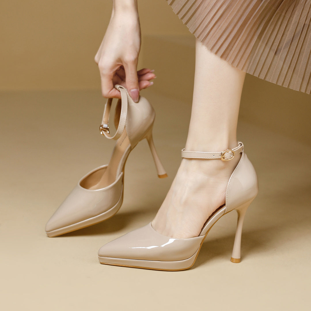 Damen elegante Pumps mit schmalem Riemen und spitz zulaufendem Design EB