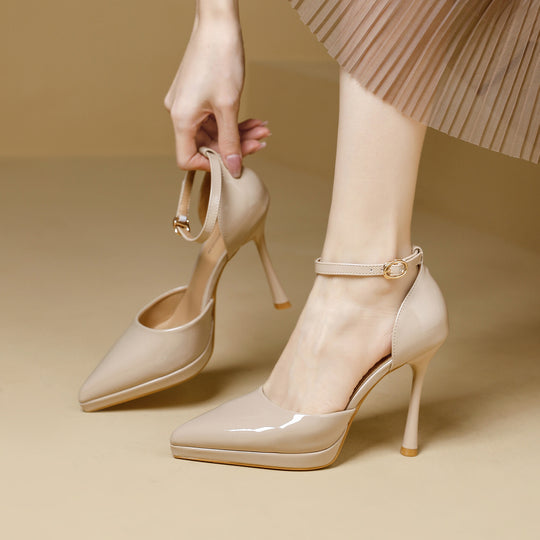 Damen elegante Pumps mit schmalem Riemen und spitz zulaufendem Design EB