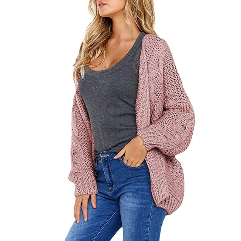 Damen Grobstrickjacke mit lässigem Schnitt und voluminösen Ärmeln EB