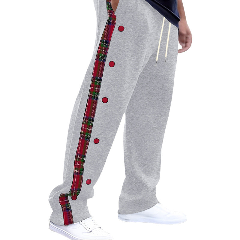 Herren Sportliche Freizeithose mit Knopfleisten und Karomuster EB
