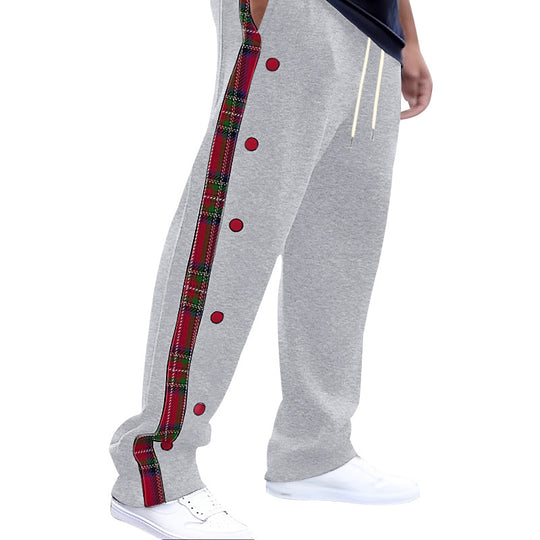 Herren Sportliche Freizeithose mit Knopfleisten und Karomuster EB