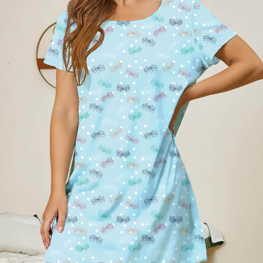 Damen lässiges Nachtkleid mit buntem Schmetterlingsmuster EB