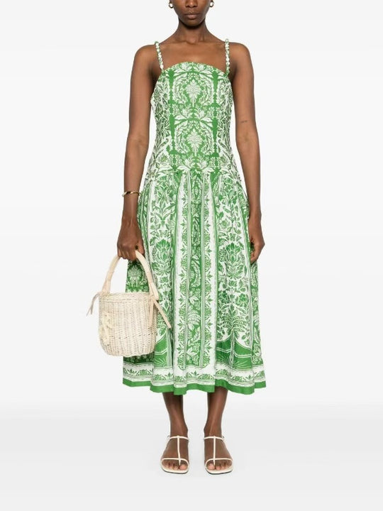 Damen Midi-Kleid mit floralem Print und Spaghetti-Trägern EB