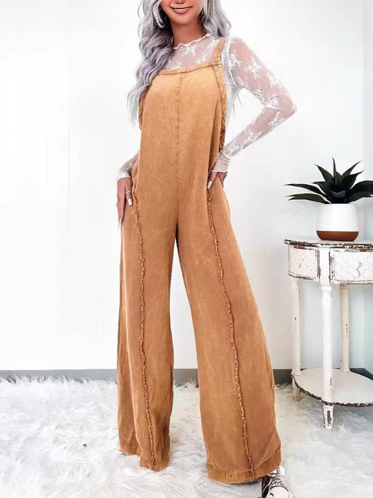 Damen Weit geschnittene Jeans-Latzhose EB