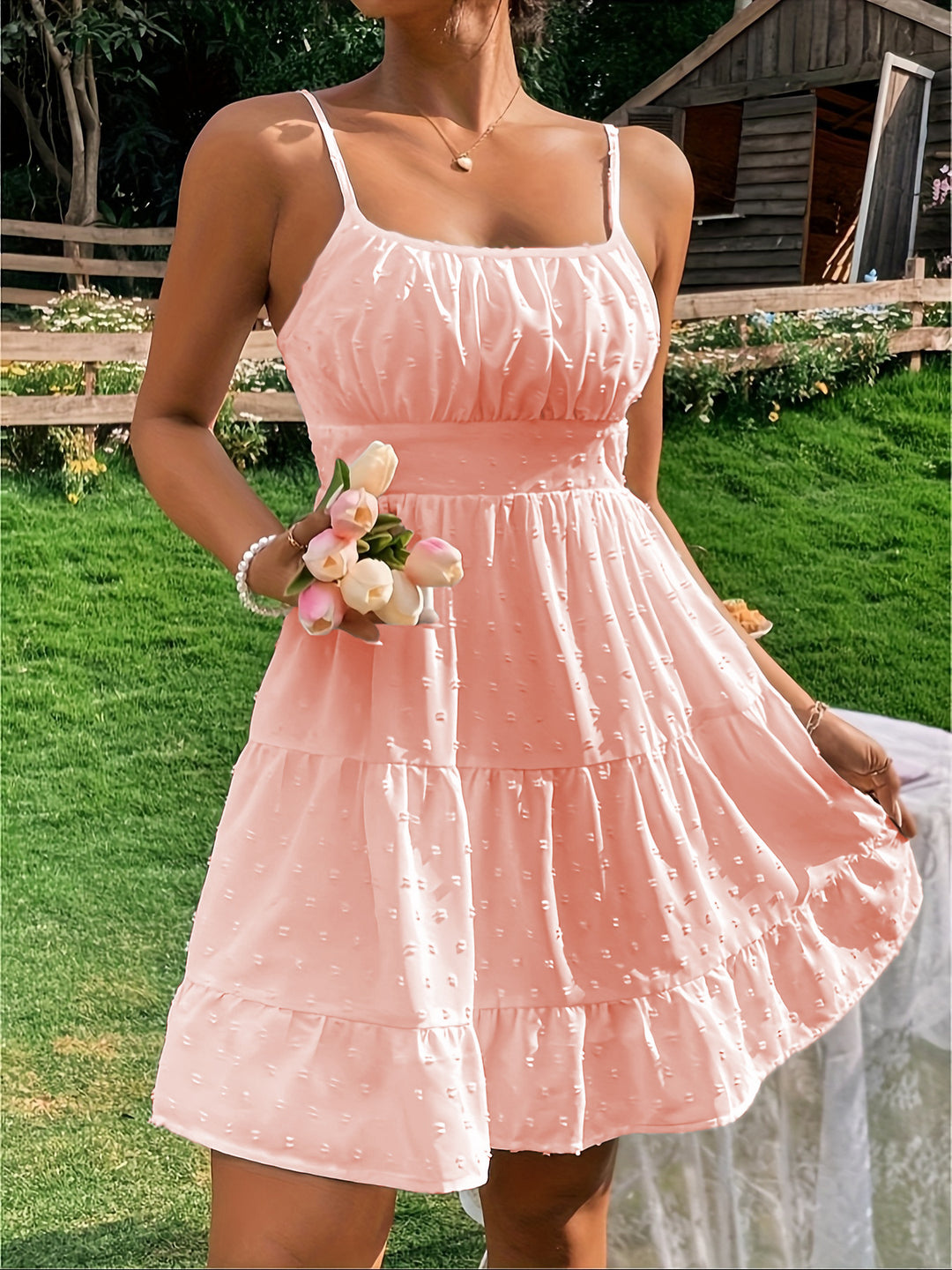 Damen Sommerliches Kleid mit Volantdesign EB