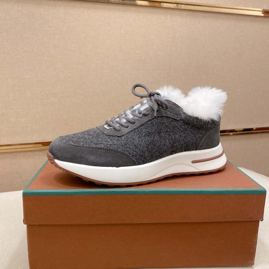 Damen Sportliche Sneakers mit luxuriösem Fellkragen EB