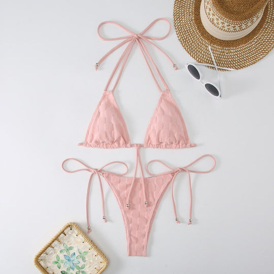 Damen Triangel-Bikini mit verstellbaren Trägern und hohem Beinausschnitt EB