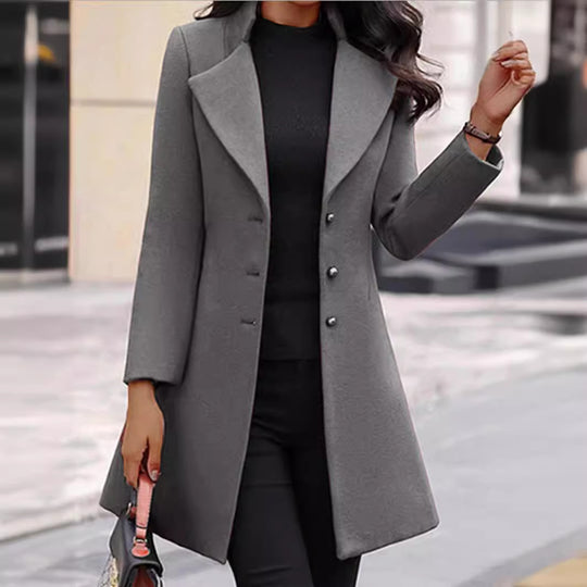 Damen modischer Mantel mit eleganter Knopfleiste und schickem Revers EB