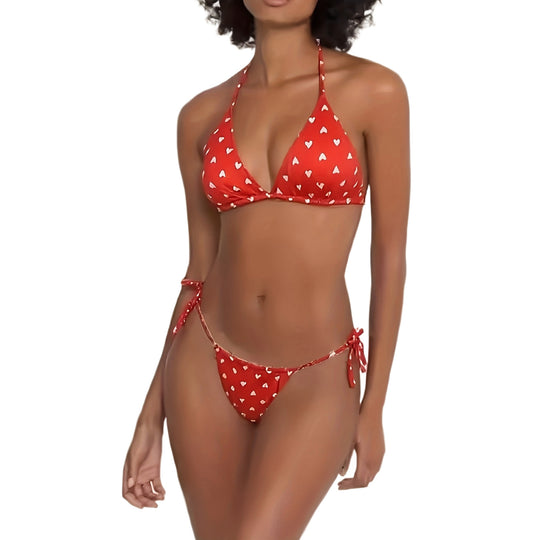 Damen Triangle-Bikini mit verspieltem Herzmuster EB