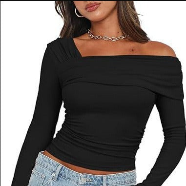 Damen Wickelshirt mit asymmetrischem Ausschnitt und raffiniertem Stretch EB