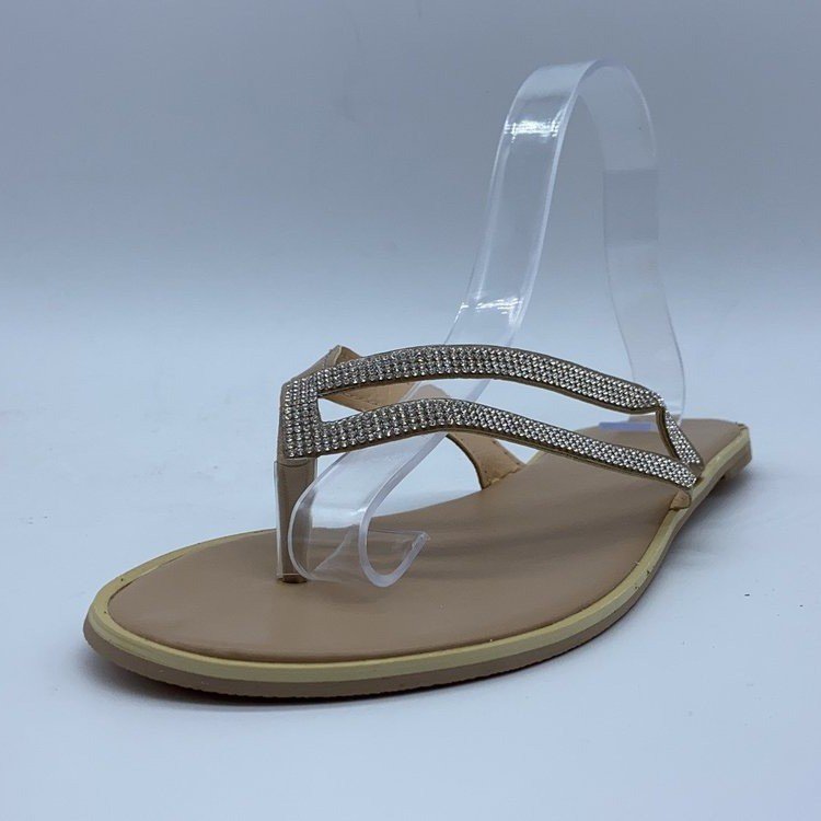Damen Elegante Zehentrenner mit funkelnden Strassdetails und anatomischer Fußbettgestaltung EB