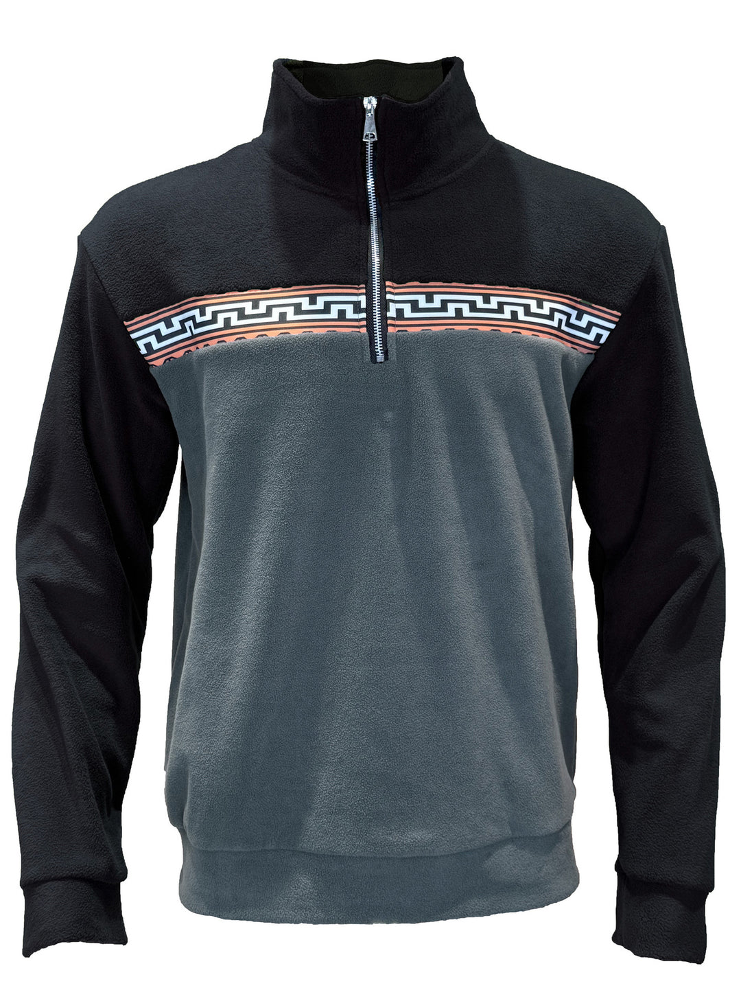 Herren Fleece-Pullover mit stylishem Stehkragen und farblich abgesetztem Muster EB