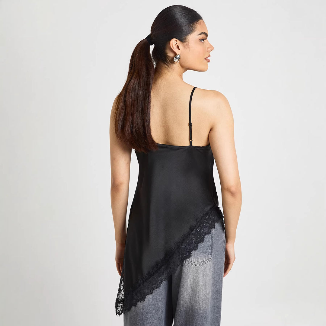 Damen Asymmetrisches Spitzen-Cami mit luxuriösen Details EB