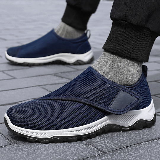 Herren nan atmungsaktiver Slip-On Mesh-Sneaker mit Klettverschluss, gepolsterter Komfortsohle und rutschfester Profilsohle EB