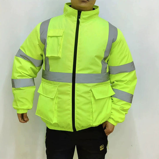 Unisex nan hoch atmungsaktive Warnschutzjacke mit integrierten Lüftern und reflektierenden Kreuzstreifen EB