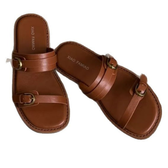 Damen elegante Komfort-Pantoletten mit verstellbarem Riemen und ergonomischer Sohle EB