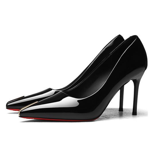 Damen elegante High-Heels mit spitzem Zehenbereich und glänzender Oberfläche EB