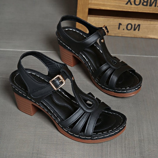 Damen Komfortable Keil-Sandalen mit modischem Riemendesign EB
