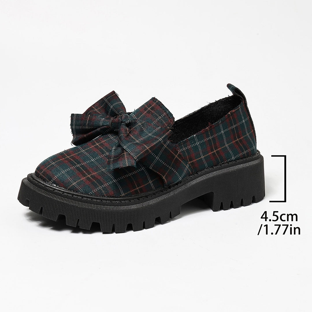 Damen Komfortable Slip-On Loafers mit dekorativer Schleifenapplikation und robustem Profil EB