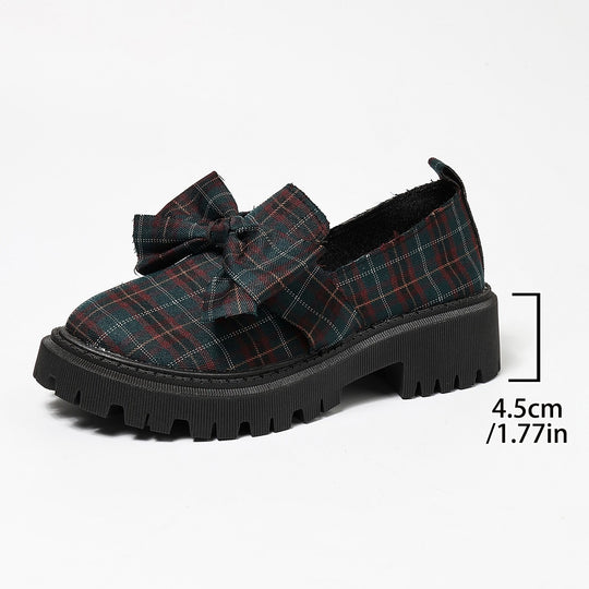 Damen Komfortable Slip-On Loafers mit dekorativer Schleifenapplikation und robustem Profil EB