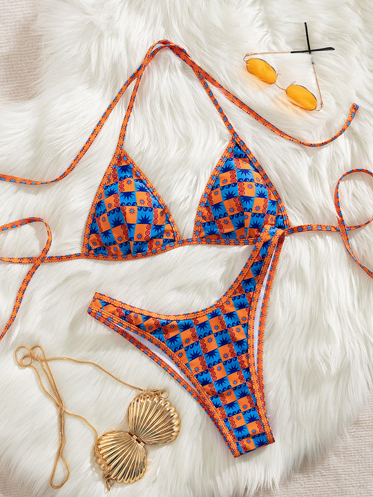 Damen Triangel-Bikini mit aufregendem Streifen-Design EB
