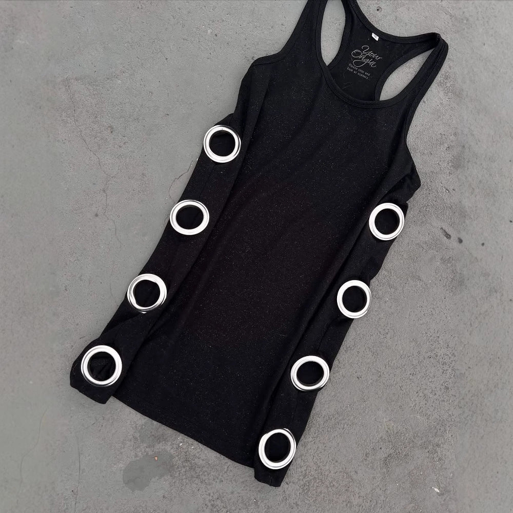 Damen Figurbetontes Minikleid mit metallischen Details EB