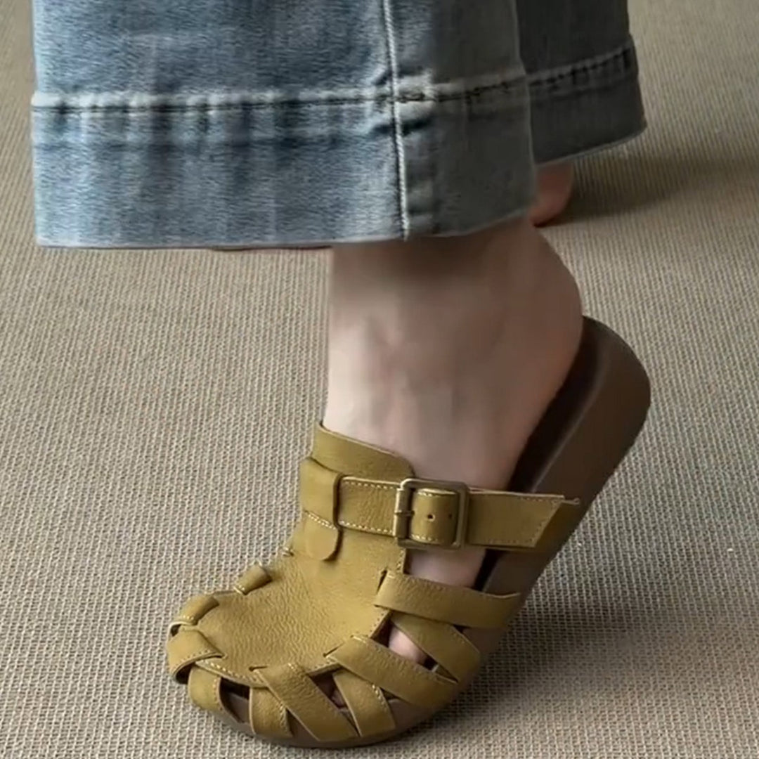 Damen Komfortable Sandalen im mediterranen Stil mit geflochtenem Riemendesign EB