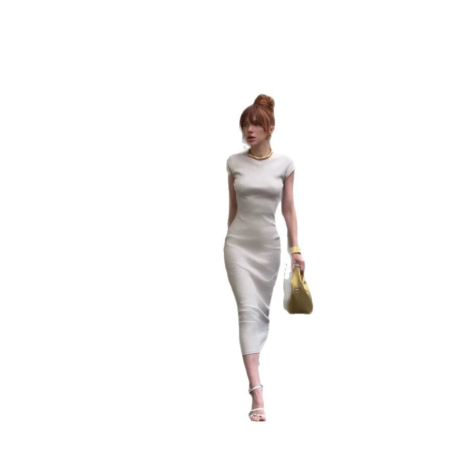 Damen Figurbetontes Langarmkleid mit elegantem Ziernähte EB