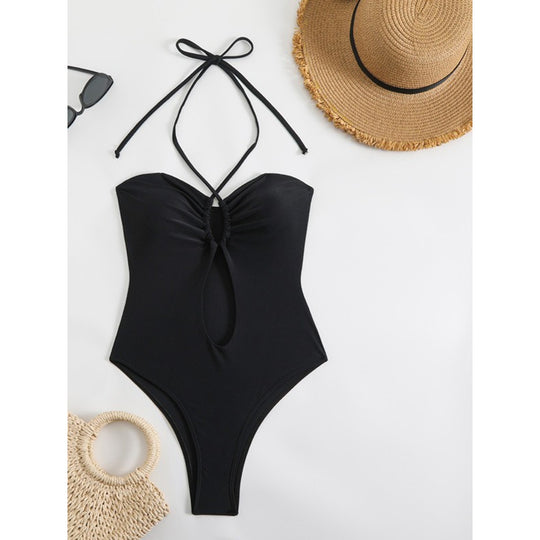 Damen Einteiliger Badeanzug mit modischem Cut-Out-Design und trägerlosem Oberteil EB