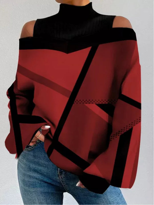 Damen Oversized Pullover mit angesagtem Grafik-Design EB