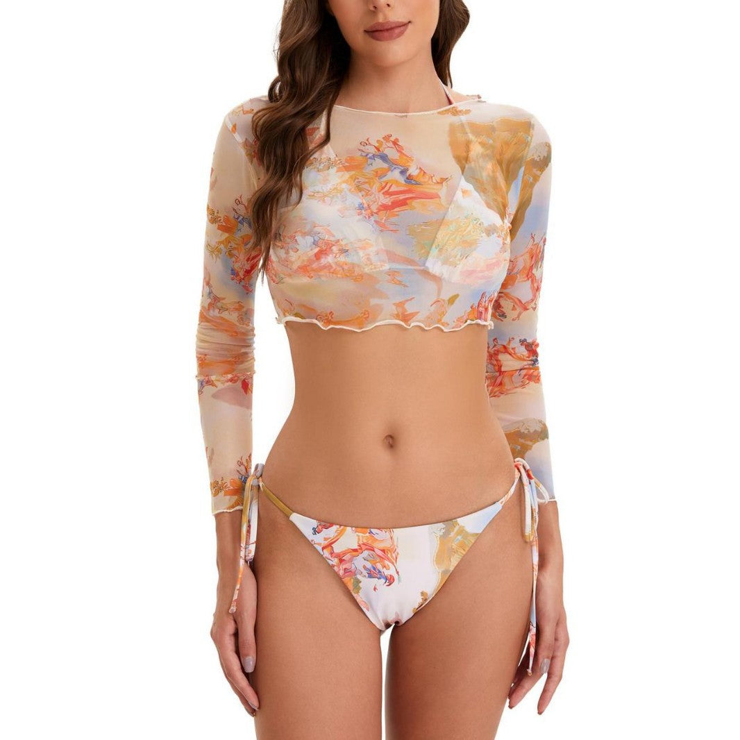 Damen Sportlicher Longsleeve Bikini-Set EB