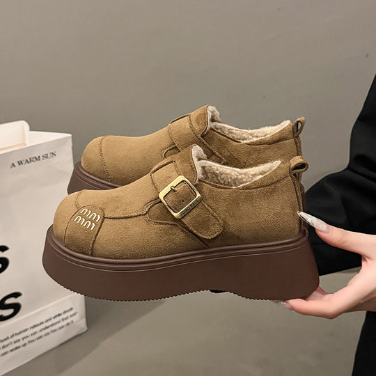 Damen Komfortable Clogs mit modischem Schnallenverschluss und dickem Futtermaterial EB