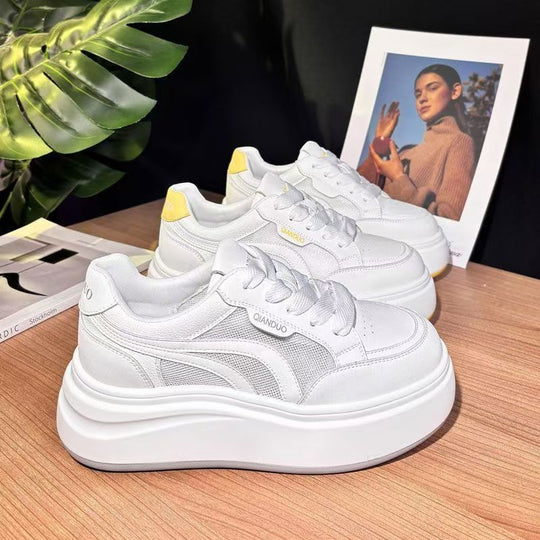 Damen modische Plateau-Sneaker mit atmungsaktivem Obermaterial und dämpfender Sohle EB