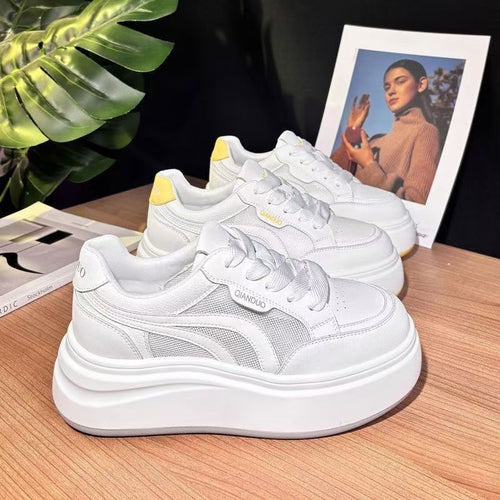 Damen modische Plateau-Sneaker mit atmungsaktivem Obermaterial und dämpfender Sohle EB