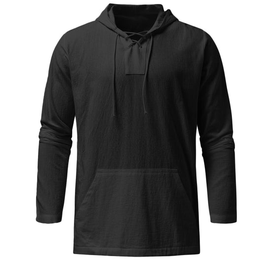 Damen lässiger Langarm-Hoodie mit Kängurutasche und Kapuze EB