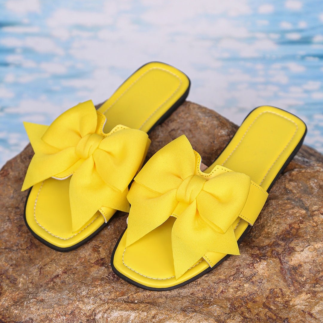 Damen Sandalen mit voluminösem Schleifenakzent und rutschfester Sohle EB