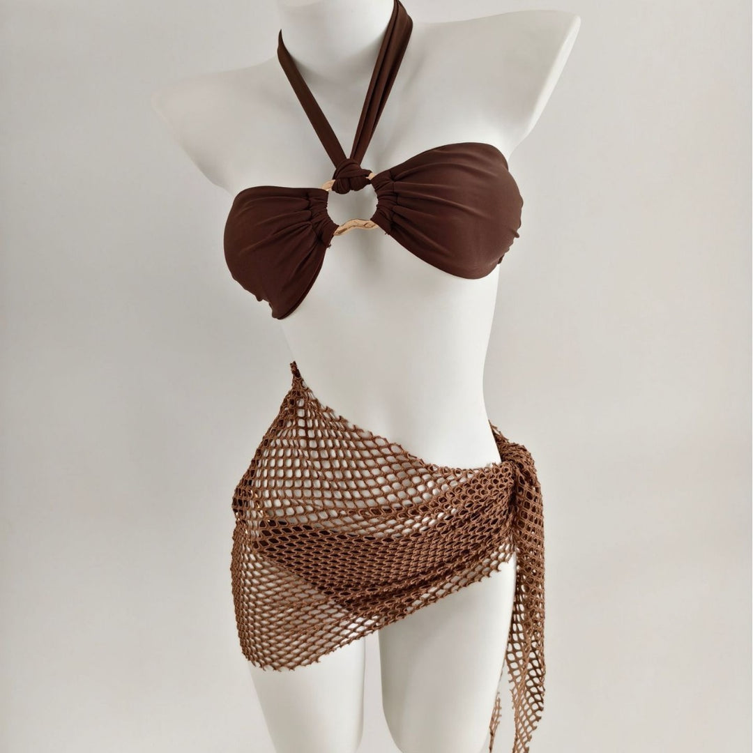 Damen Triangel-Bikini mit modischen Netzrock-Details EB