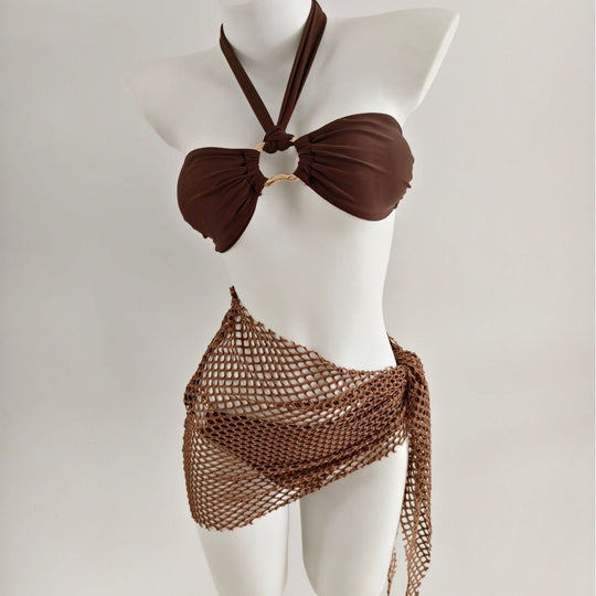 Damen Triangel-Bikini mit modischen Netzrock-Details EB