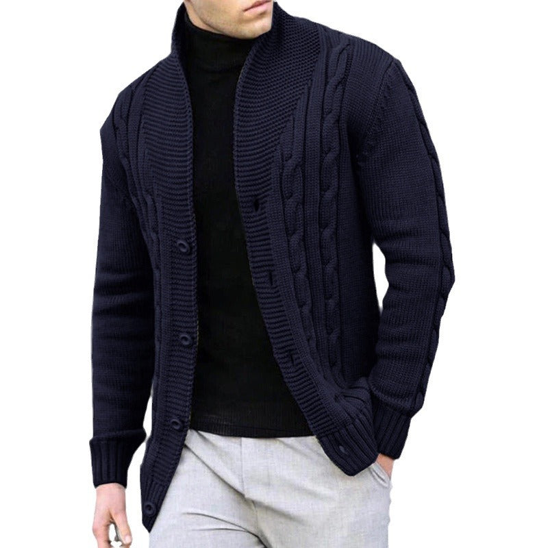 Herren Strickjacke mit robustem Zopfmuster und langlebigem Knopfverschluss EB