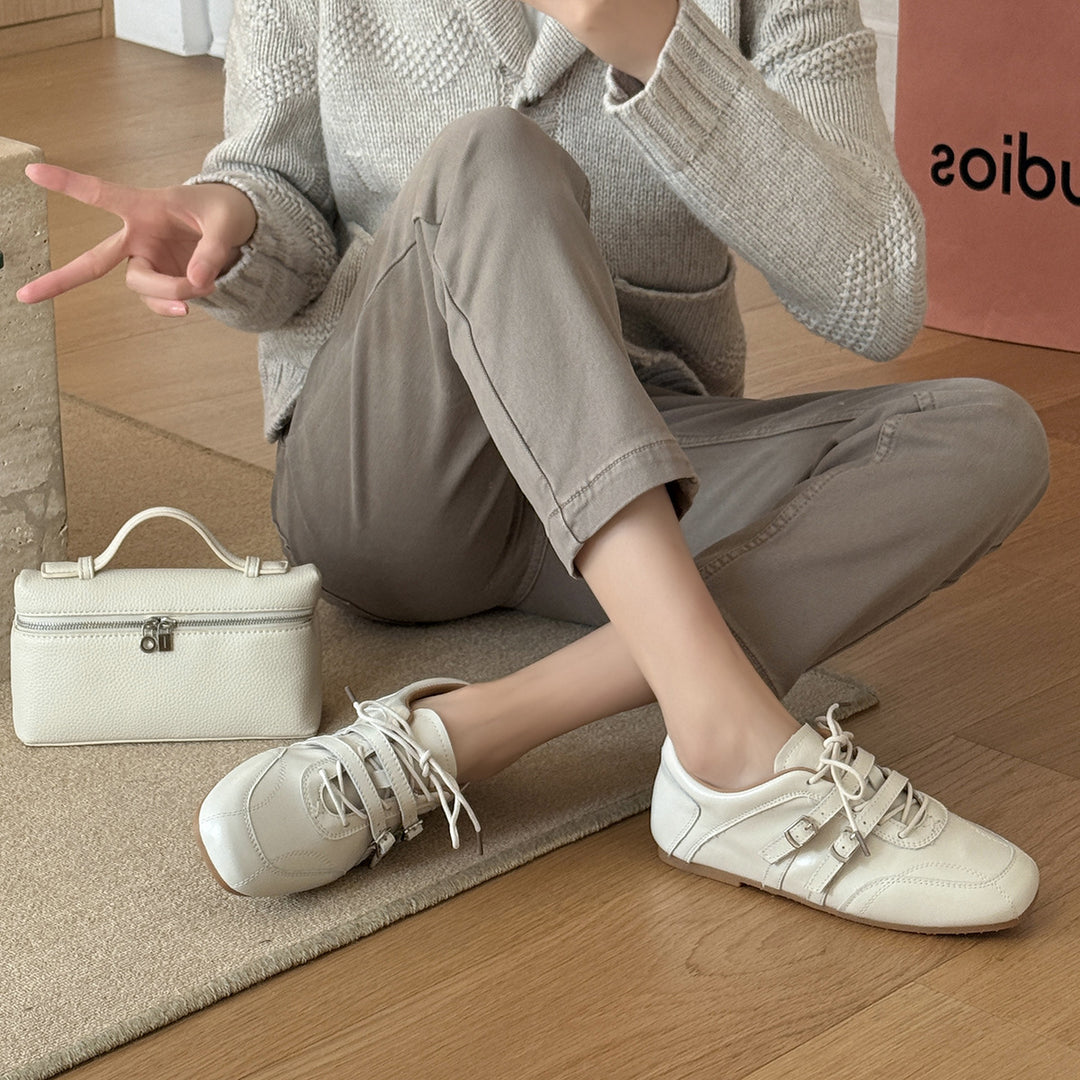 Damen Elegante Freizeitschuhe aus hochwertigem Leder mit modischem Schnürsystem EB