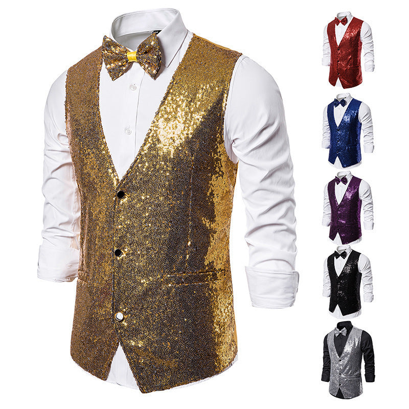 Herren eleganter Paillettenblazer mit passendem Fliege EB