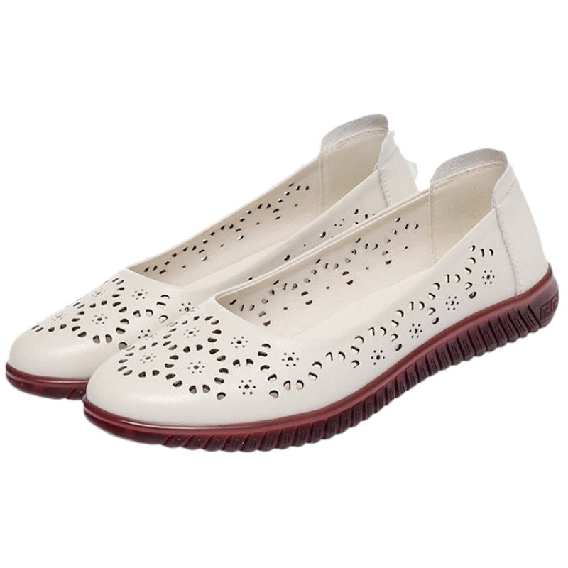 Damen Ballerinas mit atmungsaktiver Lochmusterung und flexiblem Sohlenkomfort EB