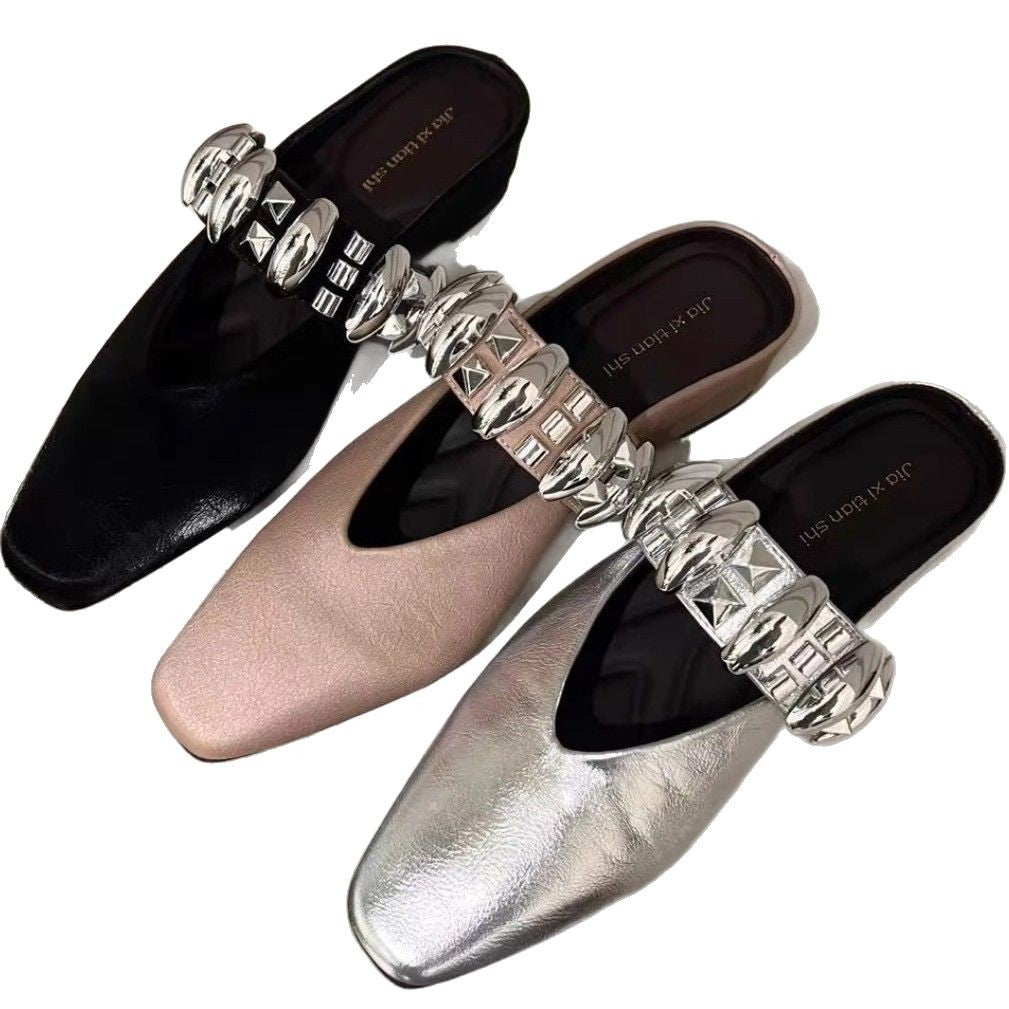 Damen elegante Slipper mit dekorativem Schmuckdetail EB