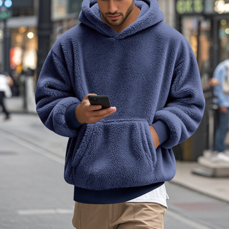 Herren übergroßer Fleece-Hoodie mit Kängurutasche und gemütlichem Schnitt EB